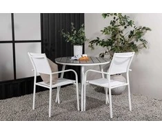 Lauko baldų komplektas Venture Design Valgomojo komplektas Break Santorini 90x90 cm Baltas Aliuminis Sulankstomas