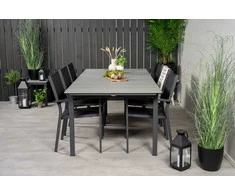 Lauko baldų komplektas Venture Design Valgomojo komplektas Levels stalas Copacabana kėdė, juoda, pilka, Aintwood, Textilene