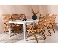 Lauko baldų komplektas Venture Design Valgomojo stalas ir sulankstomos kėdės, 200x100 cm, baltas tikas