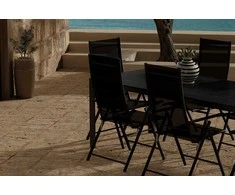 Lauko baldų komplektas Venture Design Valgomojo komplektas Break stalas su 6 Levanzo kėdėmis, juodas plienas, sulankstomas