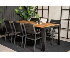 Lauko baldų komplektas Venture Design Valgomojo stalas ir kėdžių komplektas 200x100 cm Juoda Akacija