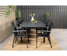 Lauko baldų komplektas Venture Design Valgomojo stalas ir fotelio komplektas Marbella Parma 160x240x100x75 cm Juodas