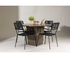 Lauko baldų komplektas Venture Design Valgomojo komplektas Santa Fe valgomojo stalas ir Lindos fotelis 120 cm juodas lauko