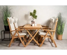 Lauko baldų komplektas Venture Design Valgomojo stalas ir sulankstomos kėdės rinkinys 120x70x75 cm Tikas