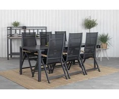 Lauko baldų komplektas Venture Design Valgomojo komplektas 205x90 cm Juoda Aintwood Tikas