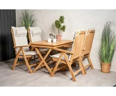 Lauko baldų komplektas Venture Design Valgomojo stalas ir sulankstomos kėdės rinkinys 120x70x75 cm Tikas
