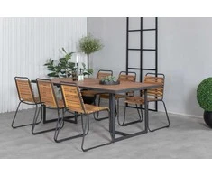 Lauko baldų komplektas Venture Design Valgomojo stalo ir kėdžių komplektas 200x100 cm Juoda Akacija Plienas