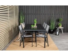 Lauko baldų komplektas Venture Design Valgomojo stalas ir fotelio komplektas 205x90 cm Juodas Aintwood