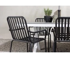 Lauko baldų komplektas Venture Design Valgomojo stalas ir kėdžių komplektas 200x100 cm, baltas aliuminis