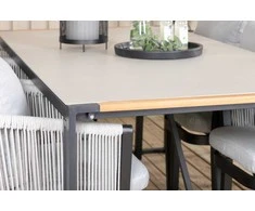 Lauko baldų komplektas Venture Design Valgomojo stalas ir kėdžių komplektas 200x100 cm Juodas tikas Pilka Lauko baldai