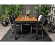 Lauko baldų komplektas Venture Design Valgomojo stalas ir kėdžių komplektas 200x100 cm Juoda Akacija