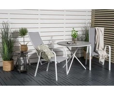Lauko baldų komplektas Venture Design Valgomojo komplektas Parma kavinės stalas ir Copacabana atlošiama kėdė 90x90 cm balta Aintwood Textilene