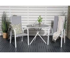 Lauko baldų komplektas Venture Design Valgomojo komplektas Parma kavinės stalas ir Copacabana atlošiama kėdė 90x90 cm balta Aintwood Textilene
