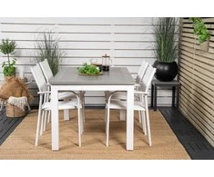 Lauko baldų komplektas Venture Design Valgomojo stalas ir fotelio komplektas 152x210x90 cm, baltas Aintwood, sukraunamas