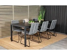 Lauko baldų komplektas Venture Design Valgomojo stalas ir kėdžių komplektas 205x90 cm Juodas Aintwood plienas