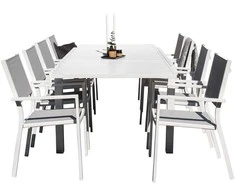 Venture Design Valgomojo komplektas Marbella 160x100x75 cm Baltas aliuminis