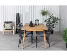 Lauko baldų komplektas Venture Design Valgomojo stalas ir kėdžių komplektas Julian 210x100 cm Juoda Akacija