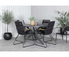 Venture Design Valgomojo stalas ir fotelio komplektas 120 cm juodas