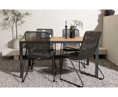 Lauko baldų komplektas Venture Design Valgomojo stalas ir kėdžių komplektas Break and Bois 90x150 cm juodas