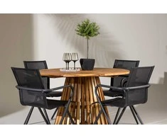 Lauko baldų komplektas Venture Design Valgomojo stalas ir kėdžių komplektas Lumpur Alina 120x75 cm Juodas
