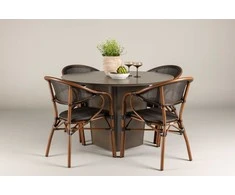 Lauko baldų komplektas Venture Design Valgomojo komplektas Santa Fe valgomojo stalas Vila Real Café kėdė 120 cm Ruda Juoda Aliuminis