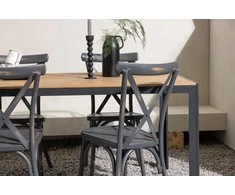 Lauko baldų komplektas Venture Design Valgomojo stalas ir kėdžių komplektas 150x90 cm Juodas Aliuminis