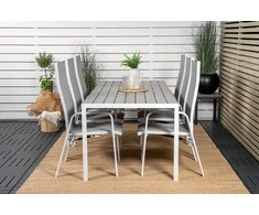 Lauko baldų komplektas Venture Design Valgomojo stalas ir atlošiama kėdė, komplektas, 205x90 cm, balta, Aintwood, Textilene