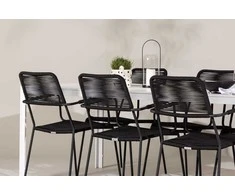 Lauko baldų komplektas Venture Design Valgomojo komplektas Break stalas ir Lindos fotelis 205x75 cm baltas lauko