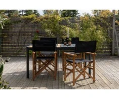 Lauko baldų komplektas Venture Design Valgomojo stalas ir kėdžių komplektas 150x100 cm juodas, tikmedis, akacija