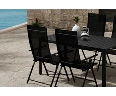 Lauko baldų komplektas Venture Design Valgomojo komplektas Giardini stalas su 4 Levanzo kėdėmis, juodas plienas