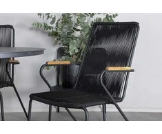 Venture Design Valgomojo stalas ir fotelio komplektas 120 cm juodas