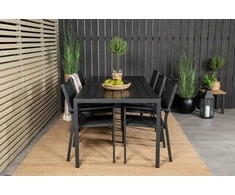 Lauko baldų komplektas Venture Design Valgomojo stalas ir fotelio komplektas 205x90 cm Juodas Aintwood