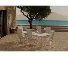 Lauko baldų komplektas Venture Design Valgomojo komplektas Giardini stalas su 6 Levanzo kėdėmis, smėlio spalvos, lauko baldai