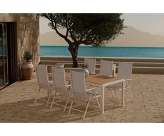 Lauko baldų komplektas Venture Design Valgomojo komplektas Break 205x90 cm Smėlio spalvos
