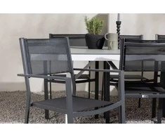 Lauko baldų komplektas Venture Design Valgomojo komplektas Garcia valgomojo stalas ir Copacabana sulankstomos kėdės 100x200 cm balta