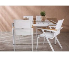 Lauko baldų komplektas Venture Design Valgomojo stalo ir kėdžių komplektas 150x100 cm baltas