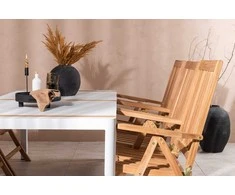 Lauko baldų komplektas Venture Design Valgomojo stalas ir sulankstomos kėdės, 200x100 cm, baltas tikas