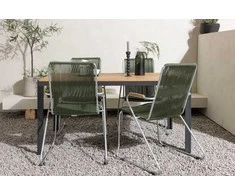 Lauko baldų komplektas Venture Design Valgomojo stalas ir kėdžių komplektas 150x90 cm juodas žalias lauko