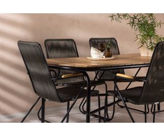 Lauko baldų komplektas Venture Design Valgomojo komplektas Holmbeck valgomojo stalas ir Bois valgomojo kėdės 200x90x75 cm juoda