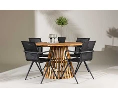 Lauko baldų komplektas Venture Design Valgomojo stalas ir kėdžių komplektas Lumpur Alina 120x75 cm Juodas