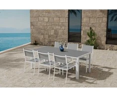 Lauko baldų komplektas Venture Design Valgomojo komplektas Break stalas su 6 Copacabana kėdėmis, pilka