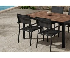 Lauko baldų komplektas Venture Design Valgomojo komplektas Break stalas su 4 Copacabana kėdėmis, juodos spalvos, lauko baldai