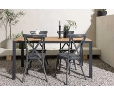 Lauko baldų komplektas Venture Design Valgomojo stalas ir kėdžių komplektas 150x90 cm Juodas Aliuminis