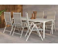 Lauko baldų komplektas Venture Design Valgomojo komplektas Giardini valgomojo stalas ir Break valgomojo kėdės, smėlio spalvos, aliuminis