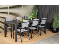 Lauko baldų komplektas Venture Design Valgomojo stalas ir fotelio komplektas 205x90 cm Juodas Aintwood