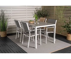 Lauko baldų komplektas Venture Design Valgomojo stalas ir kėdžių komplektas 150x90 cm, baltas Aintwood