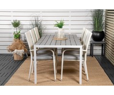 Lauko baldų komplektas Venture Design Valgomojo stalas ir fotelio komplektas 205x90 cm Baltas Aintwood Rotangas Plienas