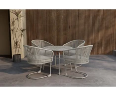 Lauko baldų komplektas Venture Design Valgomojo komplektas Tilos Apvalus Šviesiai pilkas Smėlio spalvos pintas