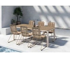 Lauko baldų komplektas Venture Design Valgomojo komplektas Etna valgomojo stalas ir Bois valgomojo kėdė smėlio spalvos lauko baldai