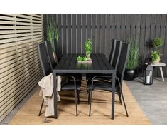 Lauko baldų komplektas Venture Design Valgomojo stalas ir atlošiama kėdė, 205x90 cm, juoda, Aintwood, sulankstomas